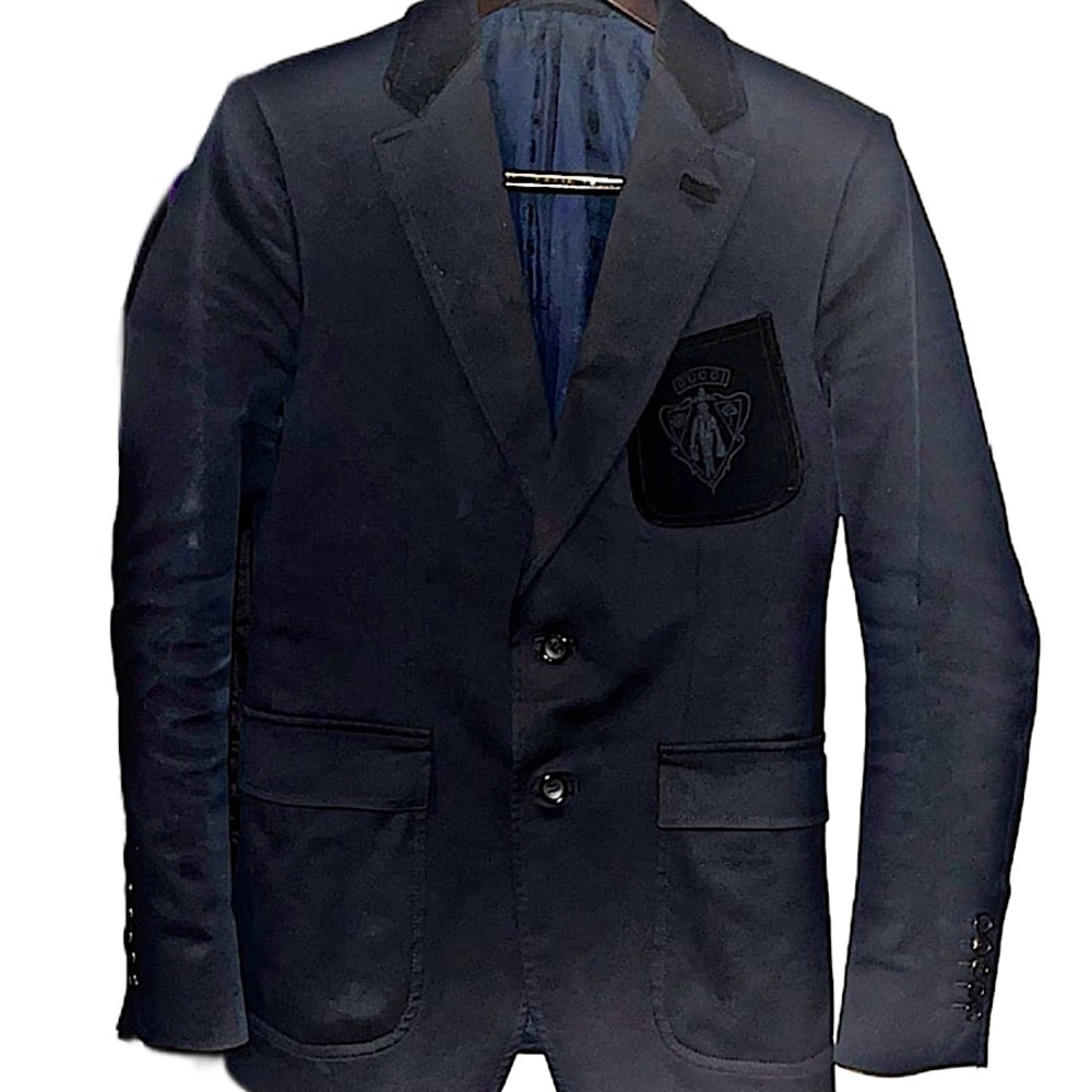 Authentic Gucci Tom Ford Runway Cut & Sew Crest Emblem Blazer
